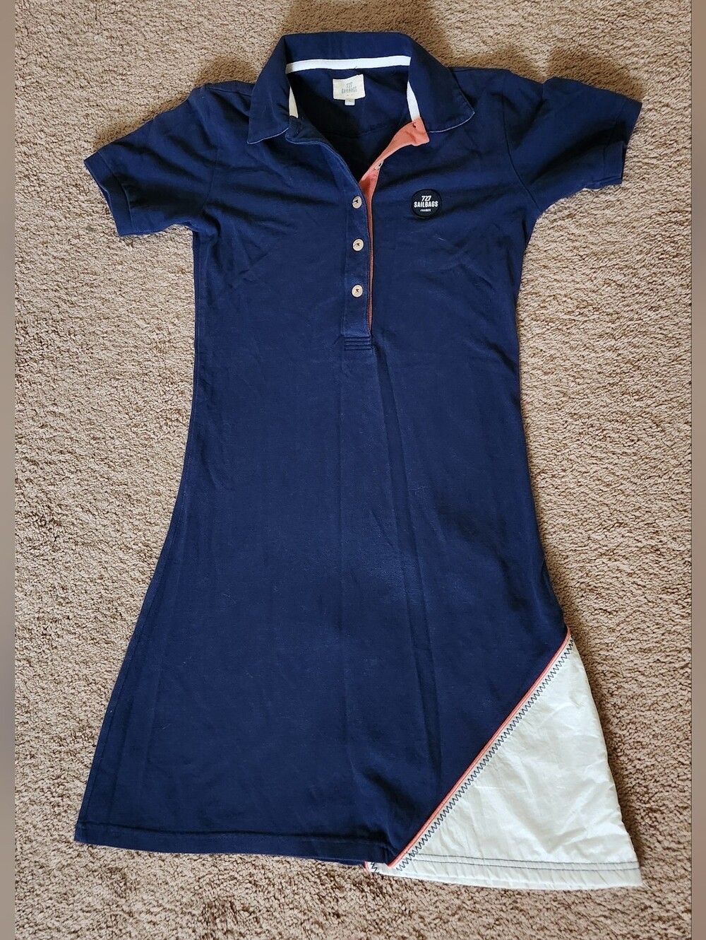 727 Sailbags $150 Sailing Yachting Polo Dress Navy Blue Recycled Sail Small